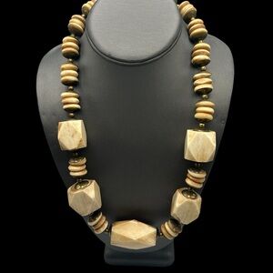 Huge Chunky Tribal Bone and Brass Bead Necklace